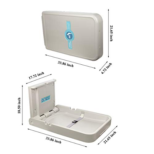 Modundry Wall-Mounted Baby Changing Station with Safety Straps White Granite 1