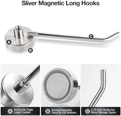 Dlilise 3 Inch Heavy Duty Magnetic Hook 15 lb