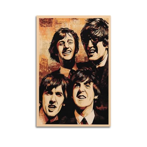 DATOZA Poster esthétique des Beatles sur toile – Impression d’art moderne pour chambre à coucher – 40 x 60 cm - Les Beatles, Paul McCartney, John Lennon, RIngo Starr, George Harrison DATOZA Poster esthétique des Beatles sur toile - Impression d'art moderne pour chambre à coucher - 40 x 60 cm