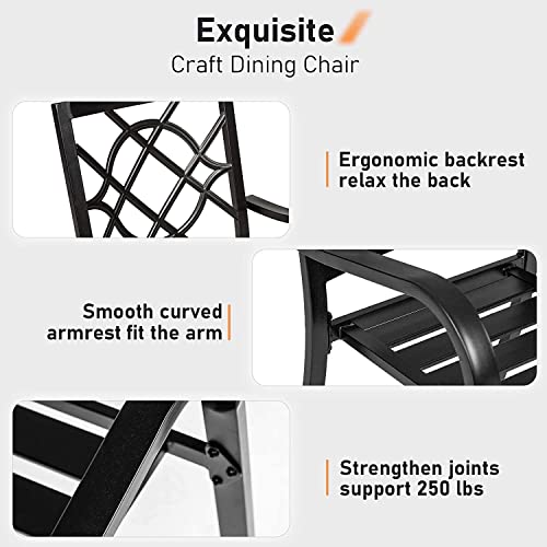 7-Pieces-Patio-Metal-Furniture-Outdoor-Dining-Set-with-6-Stackable-Bistro-Chairs-and-60-x-37-Rectangle-Table-with-Umbrella-Hole-Black 7 Pieces Patio Metal Furniture Outdoor Dining Set with 6 Stackable Bistro Chairs and 60 x 37 Rectangle Table with Umbrella Hole Black