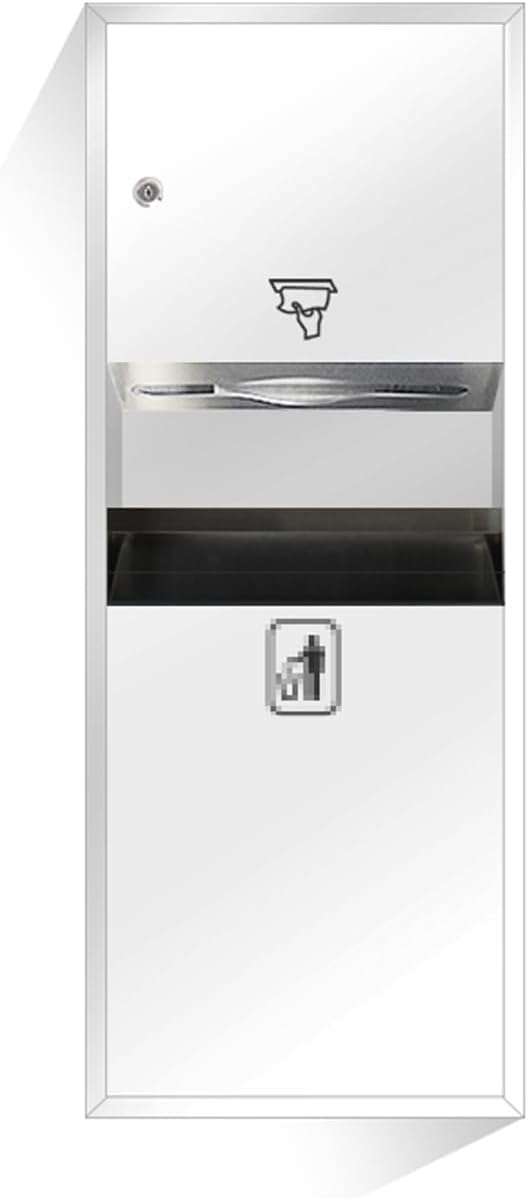 Commercial Stainless Steel Paper Towel Dispenser with Trash Can and Key Lock 1