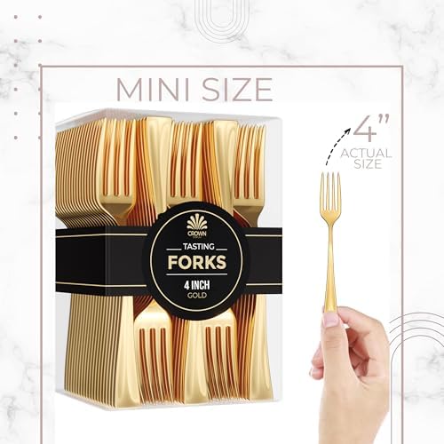 Exquisite Mini Gold Disposable Dessert Forks - Pack of 100