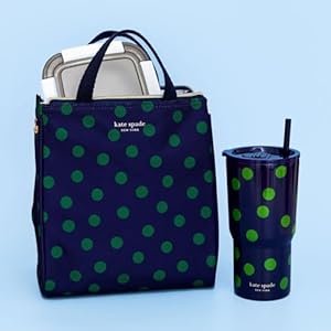 Kate Spade New York Cute Lunch Bag for Women Large Capacity Lunch Tote Adult Lunch Box with Silver Thermal Insulated Interior Lining and Storage Pocket Sonnet Dot