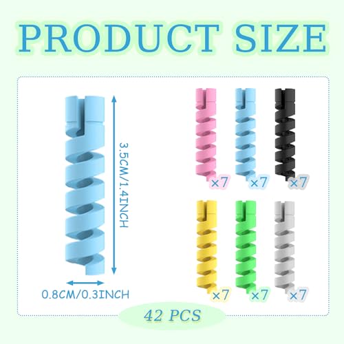 SYEYCW 42 Stück Ladekabelschoner, Flexibler Silikon Micro Schutz, Maus Kabelschutz für Alle Handys, Mauskabel, Laptops Datenkabel, Mehrfarbig – Bild 3