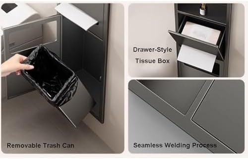 Recessed Stainless Steel Hand Towel Dispenser with Trash Can