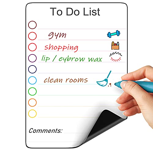 Dry Erase Magnetic to Do List for Fridge (A5 size 15x21 cm) - Lined Small Magnetic Whiteboard Sheet for Fridge to Do List Magnetic Small Magnetic Planning Board Wipe Board Daily Planner Chores