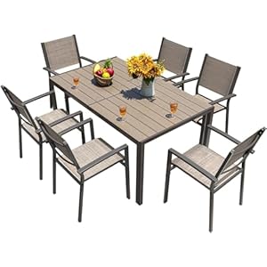   Homall-Patio-Dining-Set-7-Pieces-Outdoor-Furniture-with-Large-Table-and-6-Textilene-Chairs-for-Porch-Brown