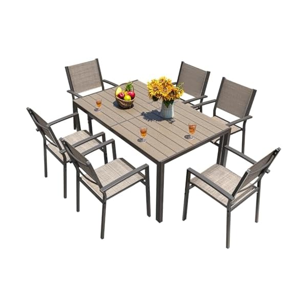   Homall-Patio-Dining-Set-7-Pieces-Outdoor-Furniture-with-Large-Table-and-6-Textilene-Chairs-for-Porch-Brown