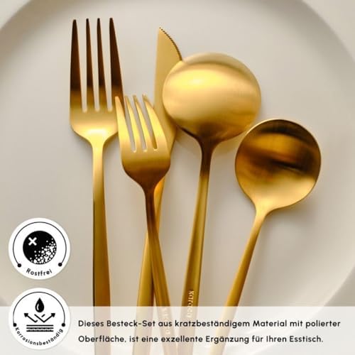 Karaca Orion 60-Piece Matte Gold Serving Set