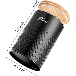 Bekith 3 Pack Kitchen Canisters with Bamboo Lids Airtight Metal Canister Set Food Storage Containers Jars for Coffee Sugar Tea Flour Rustic Farmhouse Kitchen Decor Containers Black