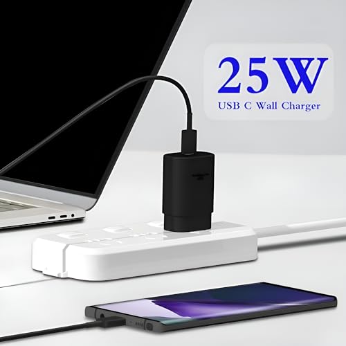 Image of Samsung 25W USB C Port Charger with Cable, Type-C Super Fast Android Phone Wall Charging Compatible with Samsung Galaxy M35 /A15 /M15 /F15 /A55 /M55 /F55 /M14 /A34 /M34 /F34 /S23 fe, 25 w Charge Adaptor, Black