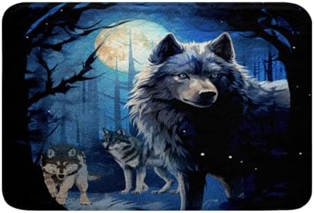 Feelyou 3D Print Wolf Bath Mat 20x32 Inch Non Slip