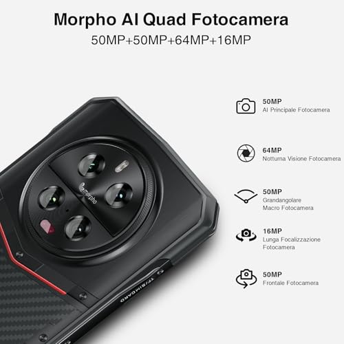 DOOGEE DK10 5G Rugged Smartphone (2024) 32GB+512GB /2TB, Dimensity 8020, 5150mAh 120W Schnellladung, 6,67" AMOLED 120Hz, unzerstörbares Telefon, 50MP+64MP+16MP, IP68/69K/Dual SIM/NFC/OTG/GPS Schwarz – Bild 3