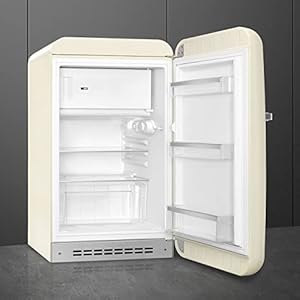 Smeg FAB10 50s Retro Style Aesthetic Refrigerator with 448 Cu Total Capacity 2 Glass Shelves LED Internal Light 22 Inches Cream Right Hand Hinge Made In Italy