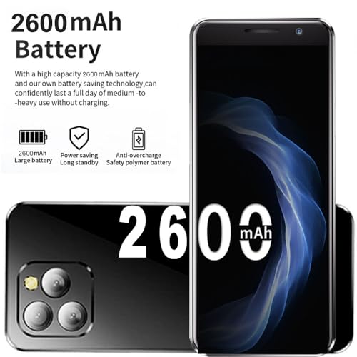 Hipipooo Mini-Smartphone, entsperrt, 4G-Handy, 4,0 Zoll, Dual-SIM, 2600 mAh Akku, 5 MP + 8 MP Kamera, OTG, Gesichtserkennung, Octa-Core Android 12 Backup-Telefon, 4 GB + 128 GB (XS16Pro-Schwarz) – Bild 7