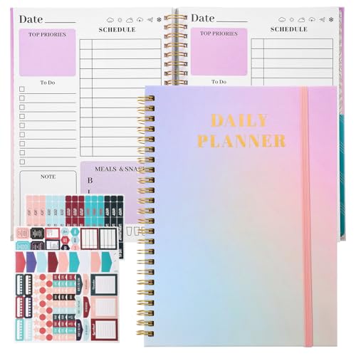 Undated Daily Planner Notebook, A5 To Do List Notebook, 160 Pages 219 Stickers Life Weekly Planner Daily Planner 2024 Organiser Notebook for Budget Teachers Academic Gym Habits Work