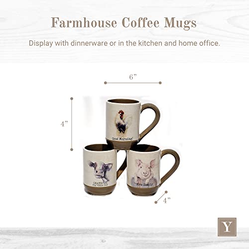 Youngs-Inc-Ceramic-Farmhouse-Coffee-Mugs-6-W-X-4-H-X-4-D-18-Ounce-Coffee-Mug-Set-with-Pig-Cow-and-Rooster-Design Youngs Inc Ceramic Farmhouse Coffee Mugs 6 W X 4 H X 4 D 18 Ounce Coffee Mug Set with Pig Cow and Rooster Design