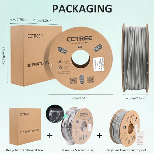 CCTREE PETG 3D Drucker Filament 1,75 mm, Ausgezeichnete Zähigkeit, Maßgenauigkeit +/- 0.03mm, 1kg Spule (2.2lbs), für most FDM 3D Drucker, Grau – Bild 8