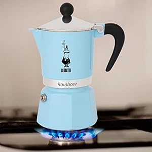 Bialetti Rainbow Stovetop Espresso Maker Moka Pot 6 Cups 84 Oz 250 Ml Aluminium Light blue
