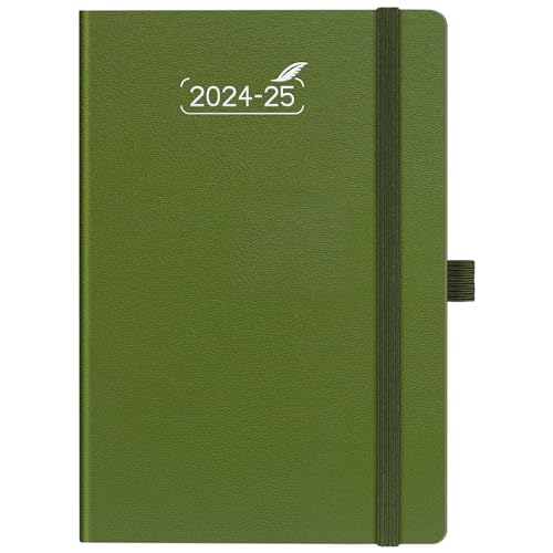 BEZEND Diary 2024-2025, 14.5 x 21 cm Week to View Academic Planner US-EU-AP145CNH-25-DG Weekly Notebook [Dark Green]