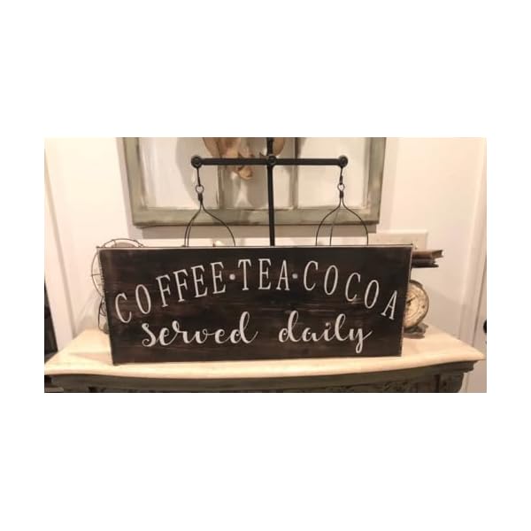 Zwf coffee tea cocoa sign farmhouse coffee tea sign coffee served daily sign rustic cocoa sign tea served sign coffee bar sign wood sign funny office desk decor 10×5 inch  urban country home decor