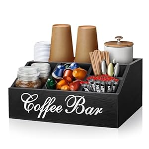   Coffee-Station-Organizer-Coffee-Pods-Holder-for-Counter-Wood-Coffee-and-Tea-Condiment-Storage-Organizer-Farmhouse-Coffee-Accessories-Basket-for-Coffee-Bar-Decor