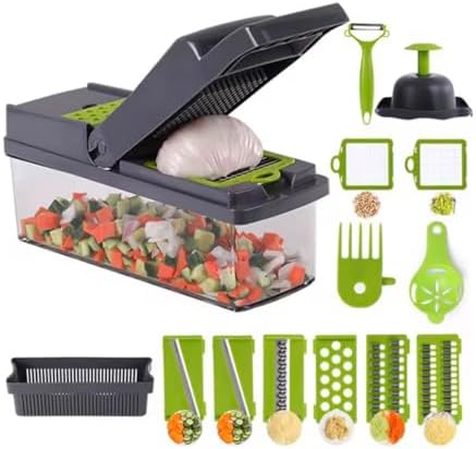vegetable chopper and dicer set 15-piece kitchen mandoline slicer with container