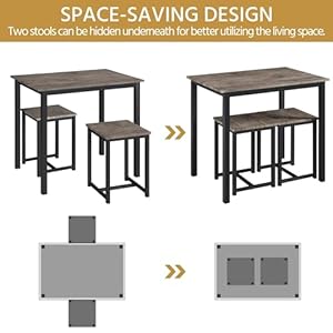   Yaheetech-3-Piece-Dining-Table-Set-Kitchen-Table-Chair-Sets-for-2-Compact-Table-w-2-Stools-Space-Saving-Design-for-Dining-Room-Living-Room-Apartment-Pub-Drift-Brown