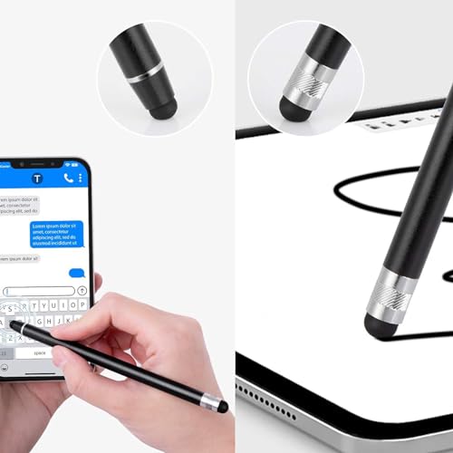 KOBOKO Touchscreen Stift,3 Stück Tablet Stift für Alle Tablets,Handy,2 in 1 Gummi Stylus Touch Pen für IOS/Android/iPad/IPhone,Und die Meisten Unterstützen die Touchscreen-App(Schwarz, Rosa, Silber) – Bild 5