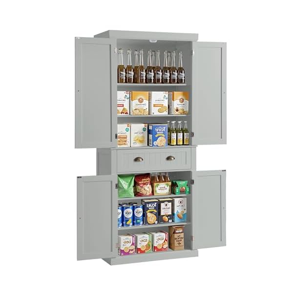  KIGOTY-72-Tall-Kitchen-Pantry-Cabinet-Farmhouse-Storage-Cabinet-Kitchen-Pantry-Storage-Cabinet-with-DoorsDrawer-and-Adjustable-Shelves-Freestanding-Cupboard-for-Living-RoomGrey
