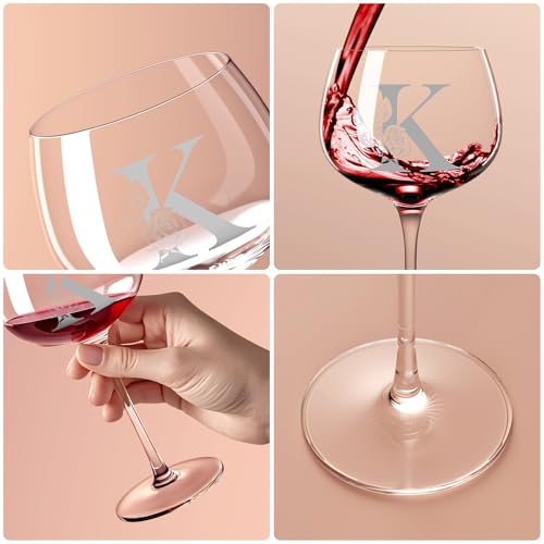 Personalized Gifts for Women, Monogrammed A-Z Wine Glass Customized Gift, Unique Christmas Birthday Gifts for Women Her Mom Friend Sister Wife Daughter Nurse (K) - Image 6