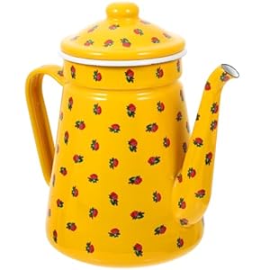 SHOWERORO Enamel Coffee Pot Enamel Tea Pot Enamel on Steel Coffee Pot Coffee Urn Coffee Boiler Chinese Teapot Milk Jug Camping Teapot Turkish Campfire Kettle Household Office Loose Tea