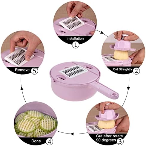 VEGETABLE CHOPPER 5-IN-1 BLADES - Premium Mandoline Slicer with Container
