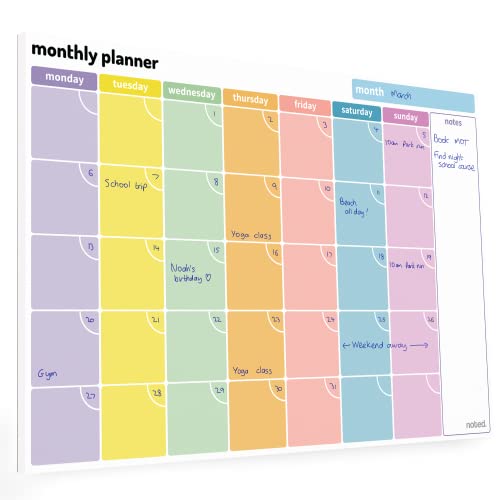Monthly Planner Pad – A4 Undated Calendar and Scheduler – 52 Journal Sheets with Colour Coded Days and Notes area. For work home and study revision – 100gsm paper (Single Pack)