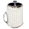 French Press Cozy Cover Insulating Cafetiere Cosy Bean Belt Wrap Teapot Warmer Country Knit Natural Wool Reversible1L Cream