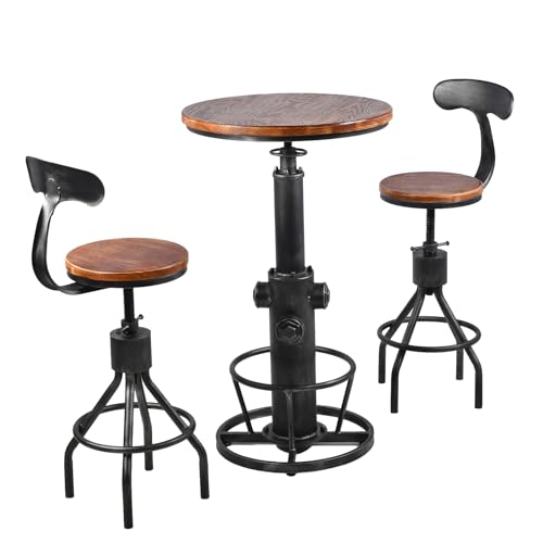 LOKKHAN-3-Piece-Bar-Table-386-484-2-Backrest-Stools-24-30-Set-for-Pub-Kitchen-Dining-Living-Party-Bistro-Breakfast-Swivel-Top-Height-Adjustable-Most-Weld-Space-Saving LOKKHAN 3 Piece Bar Table 386 484 2 Backrest Stools 24 30 Set for Pub Kitchen Dining Living Party Bistro Breakfast Swivel Top Height Adjustable Most Weld Space Saving