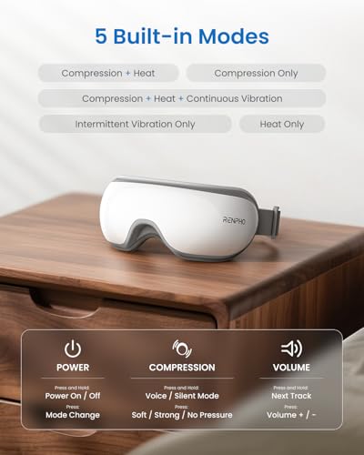 RENPHO Eyeris 1 Eye Massager with Heat, Eye Mask for Migraine, Smart Sleep Mask for Dry Eyes Relax, Reduce Strain for Mom Dad Women Men Her Him - Image 7