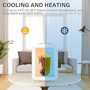 Simple Deluxe Mini Fridge 4L6 Can Portable Cooler Warmer Freon Free Small Refrigerator Provide Compact Storage for Skincare Beverage Food Cosmetics White