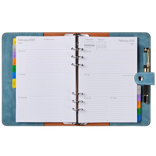 Academic Diary 2024-2025 Week to view A5, Refillable, Monthly Tabs, Pocket & Pen Loop, Extra Notes Contact, Weekly & Monthly Planner, Personal Organiser for School Work Family, Aug'24 - Jul'25