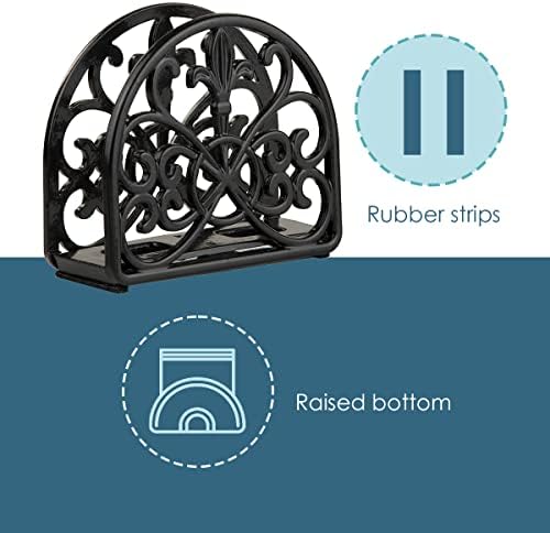Fleur De Lis Design Napkin Holder Black