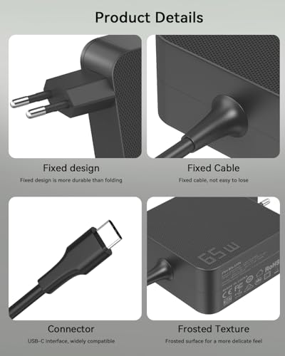 65W USB C Laptop Netzteil Ladegerät für Lenovo Thinkpad Yoga, Asus ZenBook Vivobook, Dell Inspiron Latitude, Acer Swift Chromebook, HP EliteBook ProBook, Huawei Matebook 20V 3,25A Type C Ladekabel – Bild 6