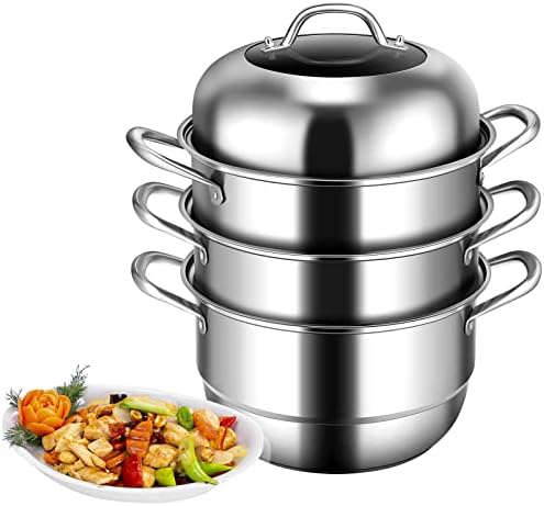 3-Tier Stainless Steel Steamer Pot with Handles