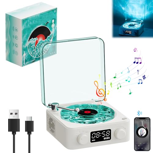 The Waves Lecteur de Vinyle Portable avec Haut-Parleur, Waves Vintage Vinyl Record Player Bluetooth Tourne de Disque Vinyle pour Chambre à Coucher, Bureau, fête – Blanc - Les Beatles, Paul McCartney, John Lennon, RIngo Starr, George Harrison The Waves Lecteur de Vinyle Portable avec Haut-Parleur, Waves Vintage Vinyl Record Player Bluetooth Tourne de Disque Vinyle pour Chambre à Coucher, Bureau, fête – Blanc