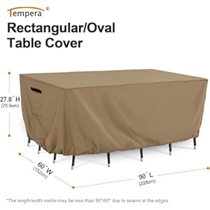   Tempera-Outside-Table-and-Chair-Covers-Outdoor-Dining-Set-Cover-Patio-Furniture-Cover-Waterproof-Heavy-Duty-for-Winter-Rectangle-74L-x-47W-x-278H-Taupe