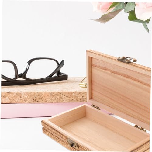 HEALLILY Wooden Jewelry Organizer Lidded Box with Buckle Lid