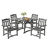 VEVOR Outdoor HIPS Patio Dining Set 5 Pieces Patio Table and Chairs Set All Weather Garden Square Furniture Table Sets Patio Conversation Set for Lawn Deck Backyard Poolside Light Gray