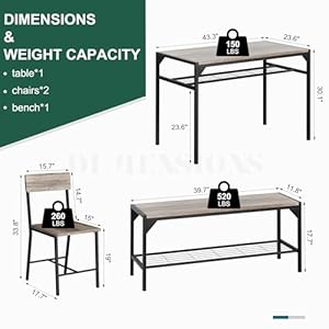   Shintenchi-Kitchen-Table-Chairs-Set-of-4-Dining-Table-Set-for-4-with-Bench-and-Chairs-4-Pieces-Kitchen-Table-Set-with-Storage-Rack-Metal-Frame-for-Small-Space-Gray