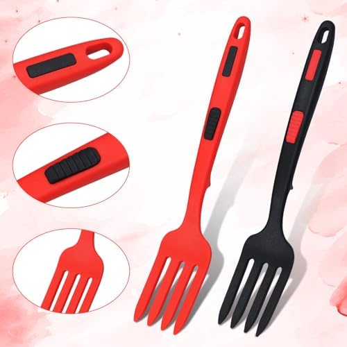 Xihircd 2-Piece Silicone Cooking Forks Heat-Resistant Nonstick Multifunctional Kitchen Tools
