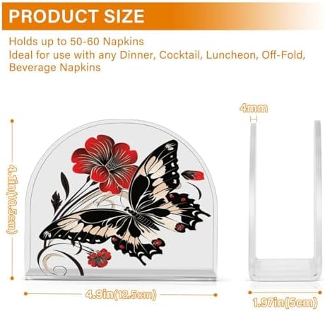 ALAZA Butterfly Napkin Holder with Floral Design 2-Pack