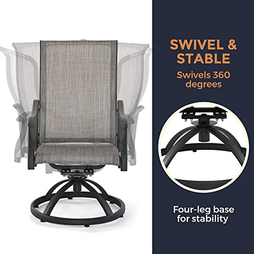 HAPPATIO-Patio-Dining-Set7-Piece-Outdoor-Dining-SetPatio-Furniture-Sets2-Swivel-Dining-Chairs4-RegDining-ChairsTextilene-Furniture-Set-for-PatioYardPool-Gray HAPPATIO Patio Dining Set7 Piece Outdoor Dining SetPatio Furniture Sets2 Swivel Dining Chairs4 RegDining ChairsTextilene Furniture Set for PatioYardPool Gray